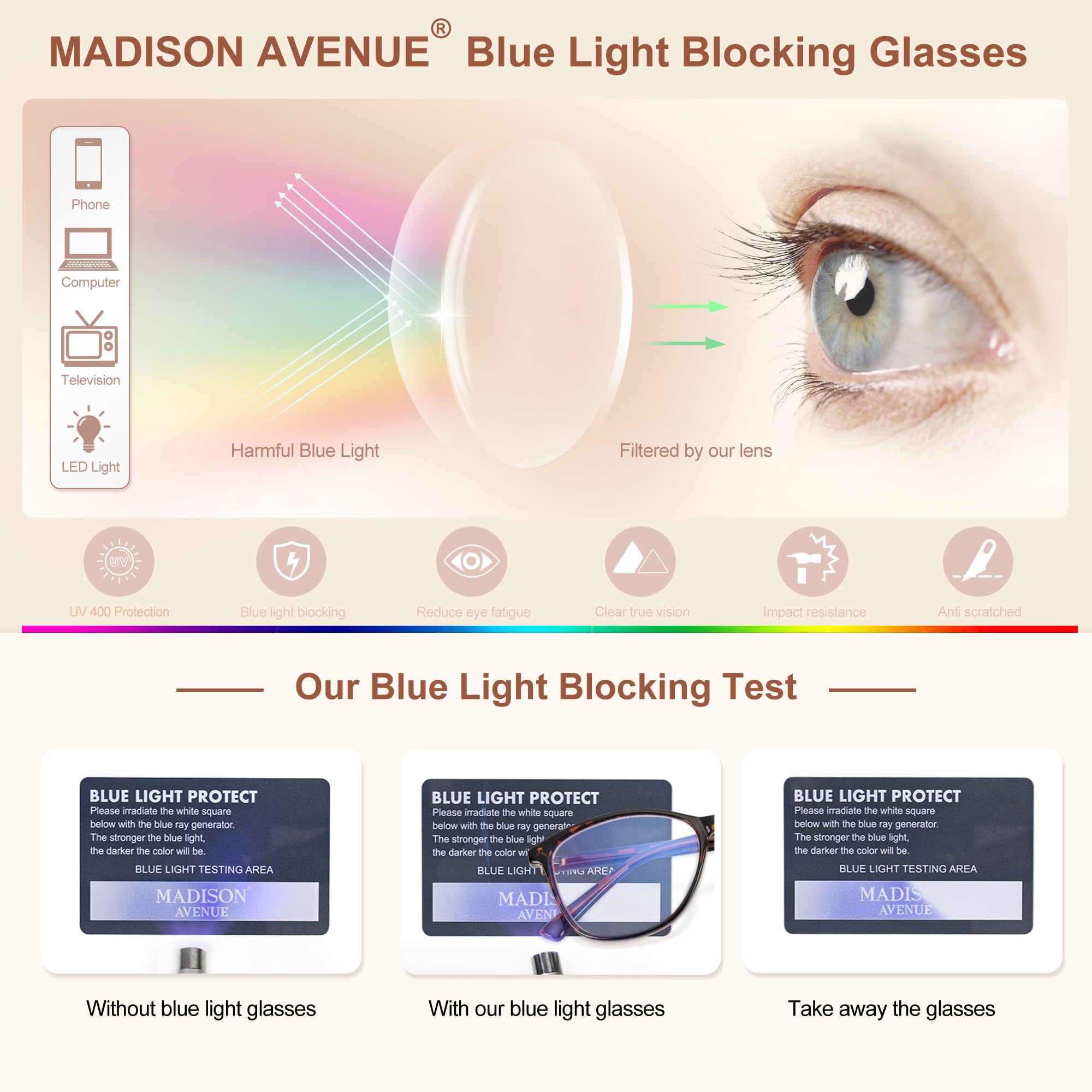 Durable hinges on Madison Avenue Demi glasses ensure smooth daily use
