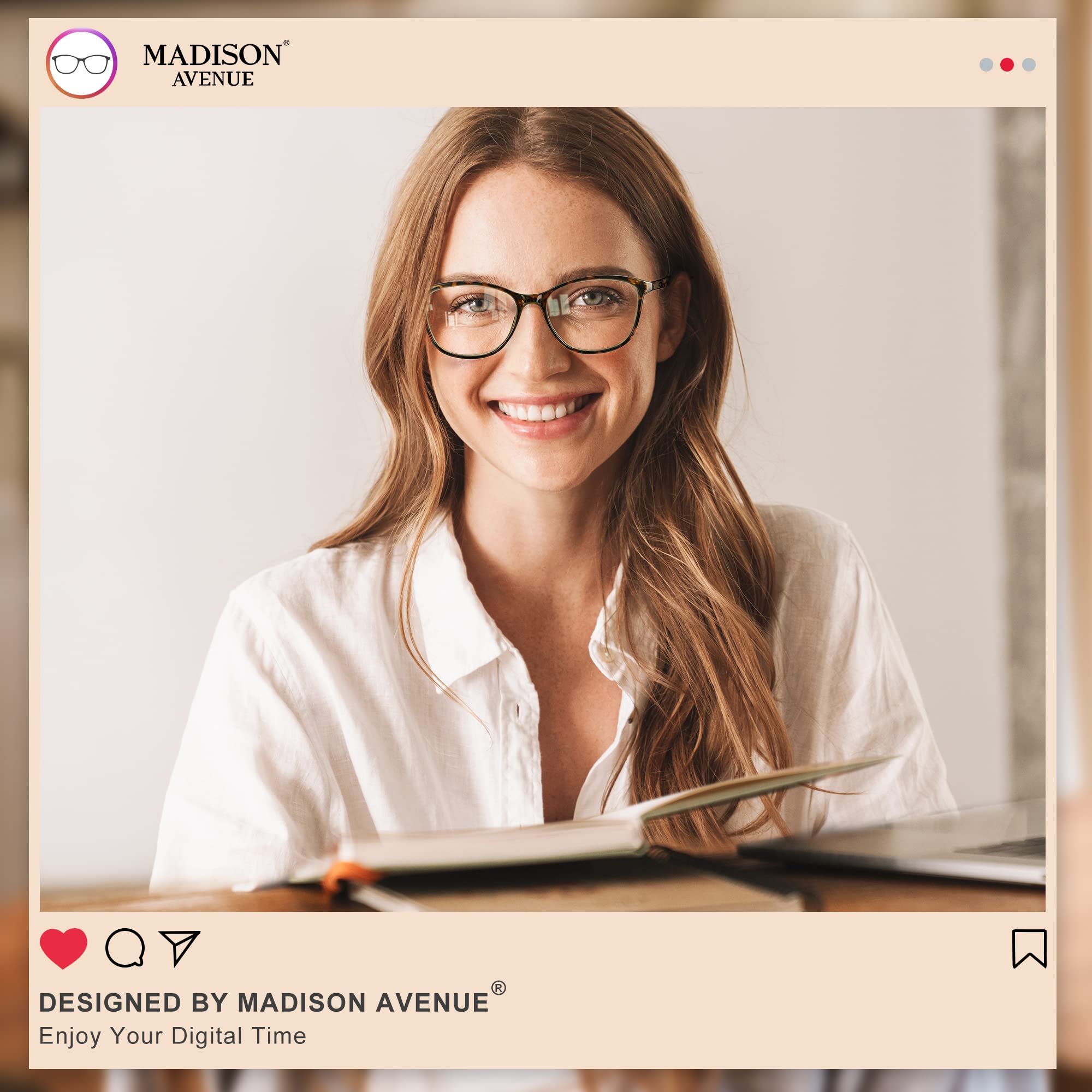 Demi blue light lenses from Madison Avenue maintain screen clarity and reduce glare