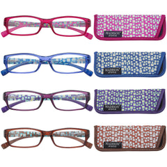 Madison Avenue four-pack reading glasses with colorful frames for everyday style and function