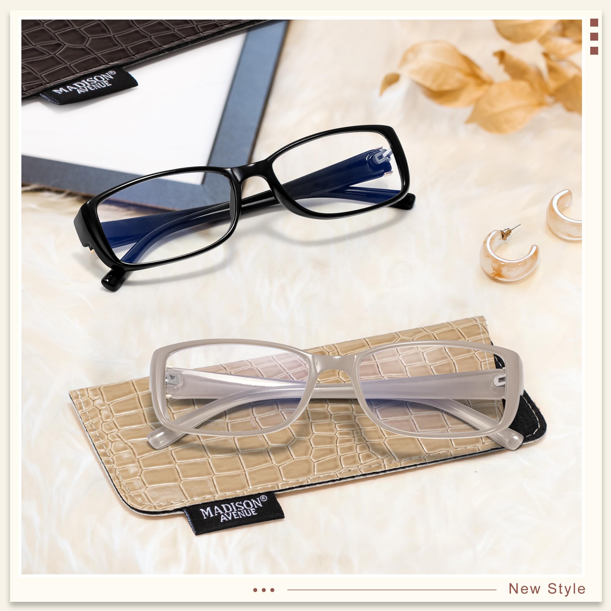 Madison Avenue rectangular frame style – timeless design for work and social occasions