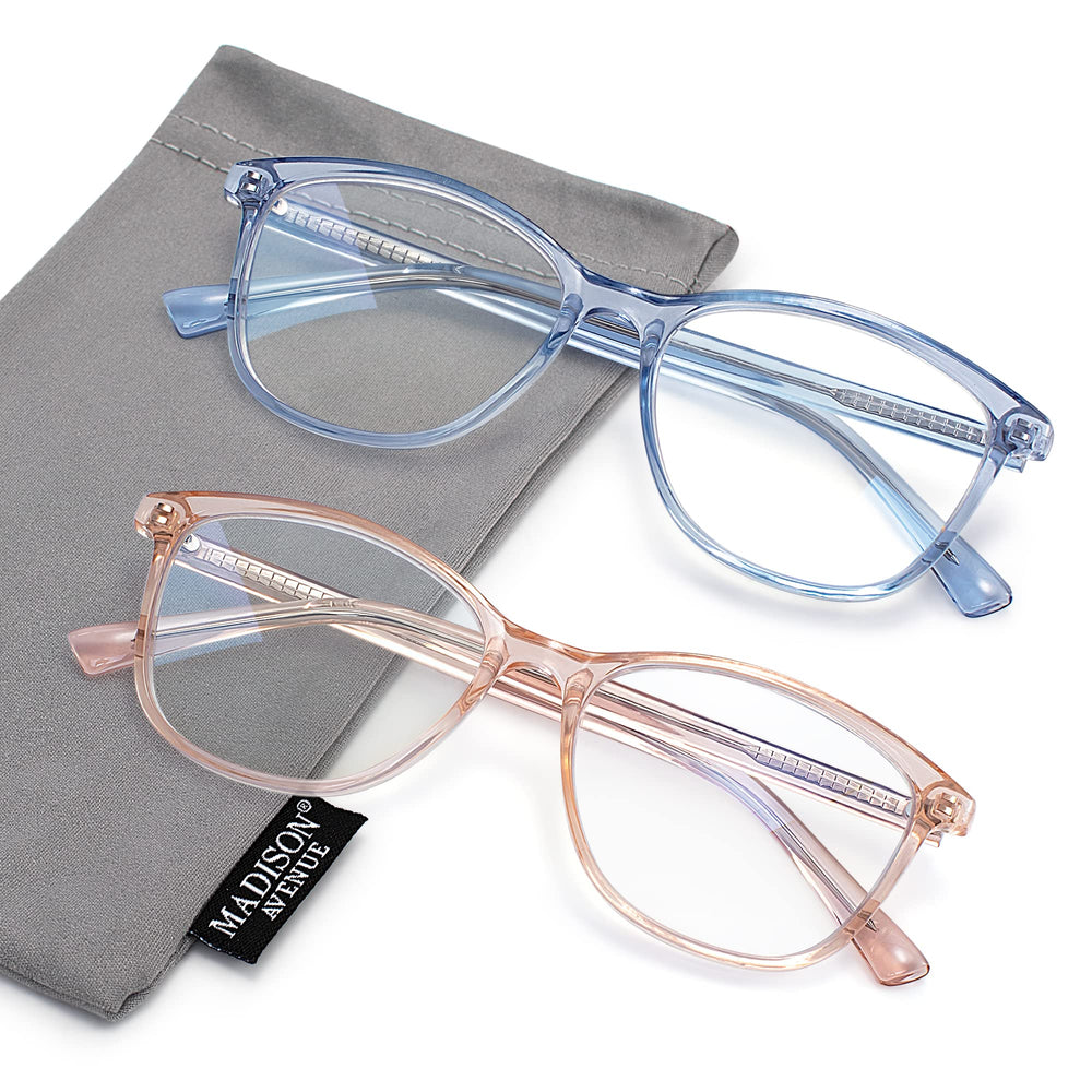 Madison Avenue square vintage TR90 glasses with blue light blocking lenses for women