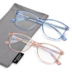 Madison Avenue square vintage TR90 glasses with blue light blocking lenses for women