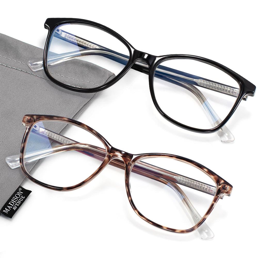 Madison Avenue Square Vintage TR90 blue light glasses for comfortable reading