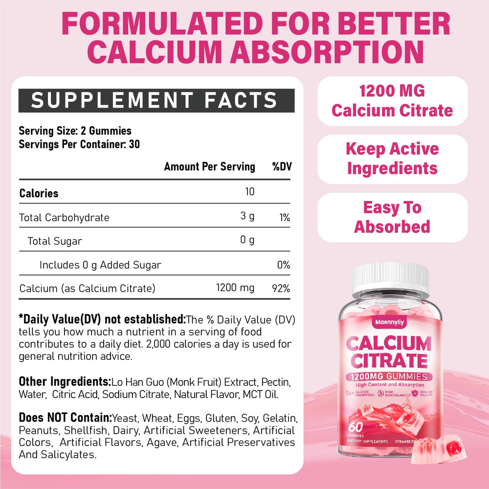 Maennyliy Calcium Citrate Gummies close-up showing liquid core for better uptake.
