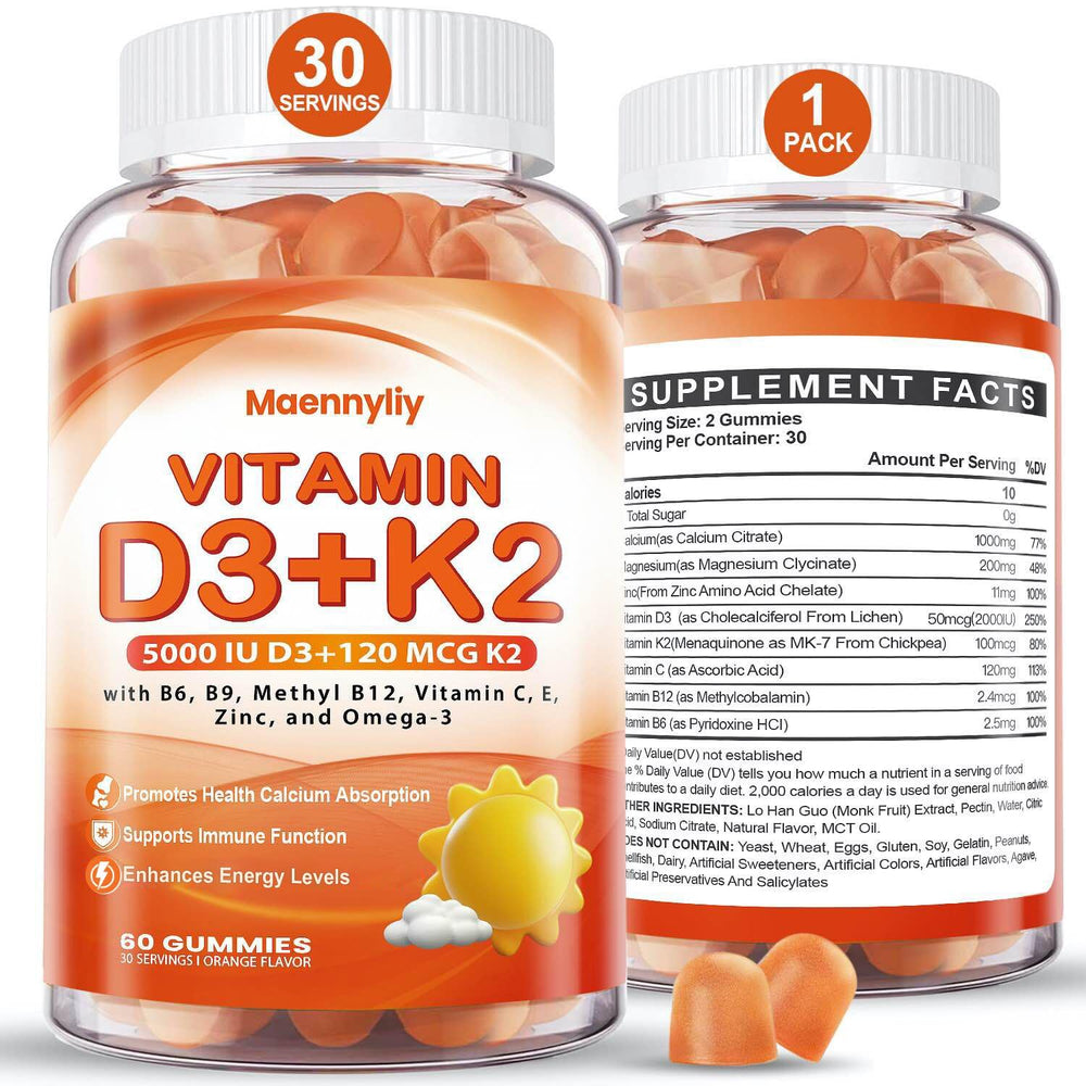 Maennyliy Vitamin D3 K2 Gummies bottle front view for daily intake.