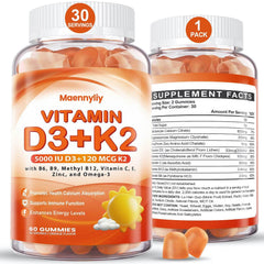 Maennyliy Vitamin D3 K2 Gummies bottle front view for daily intake.