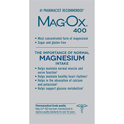 Mag-Ox 400 nutrition facts panel for planning mineral intake