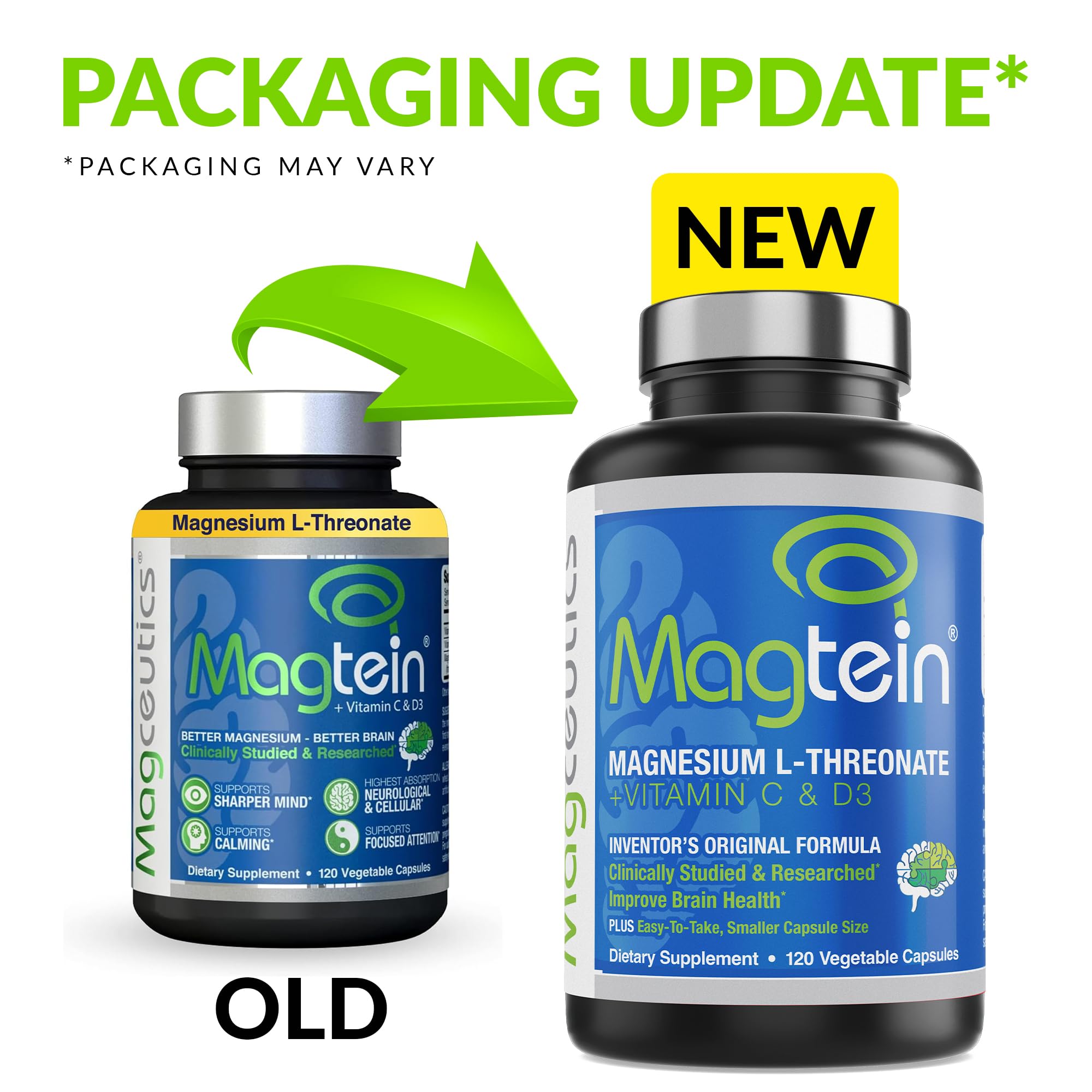 Magceutics Magtein capsules close-up highlighting compact size for comfortable daily use