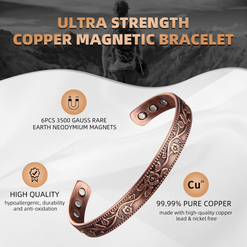 MagEnergy adjustable open-band bracelet for a comfortable, customizable fit.