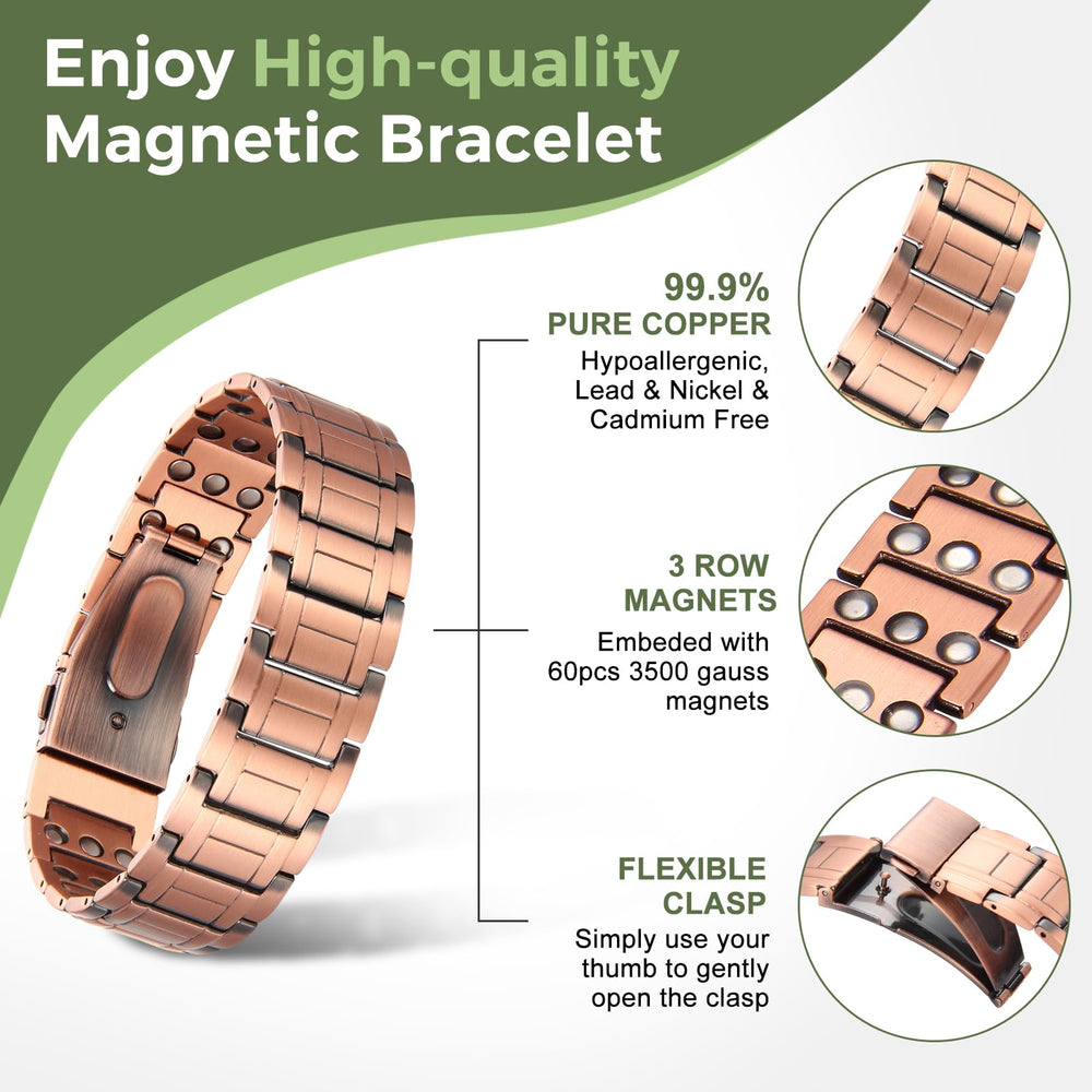 MagEnergy copper bracelet adjustable-size-tool demonstrating easy resizing for most wrists.
