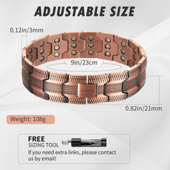 MagEnergy adjustable copper bracelet with sizing tool for perfect fit