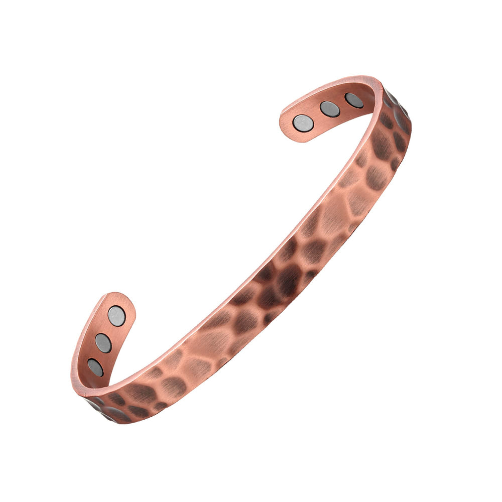 MagEnergy copper bracelet front view highlights hammered texture for everyday style.
