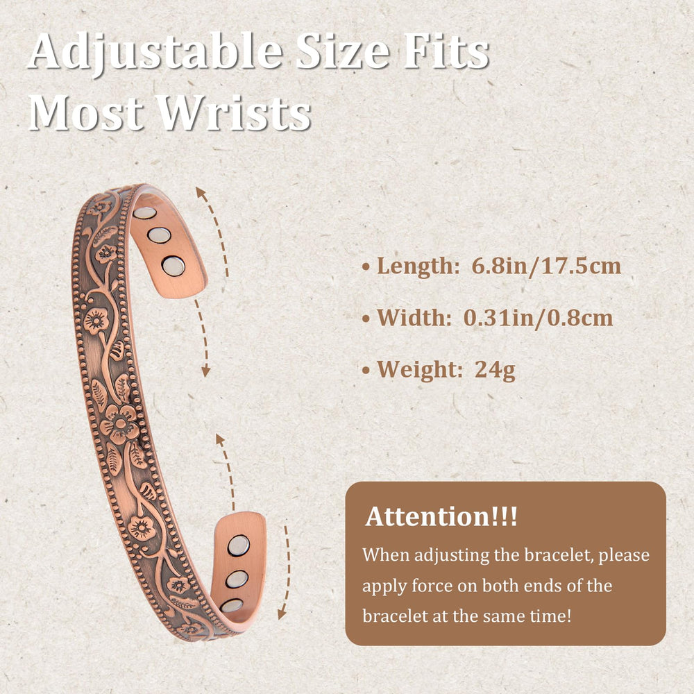MagEnergy hypoallergenic copper bracelet, nickel-free for sensitive skin.
