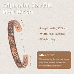 MagEnergy hypoallergenic copper bracelet, nickel-free for sensitive skin.