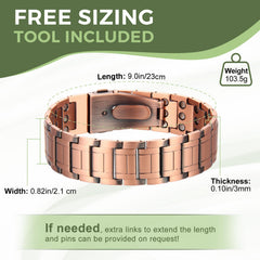 MagEnergy copper bracelet magnetic-rows featuring three magnet rows for comfortable wear.