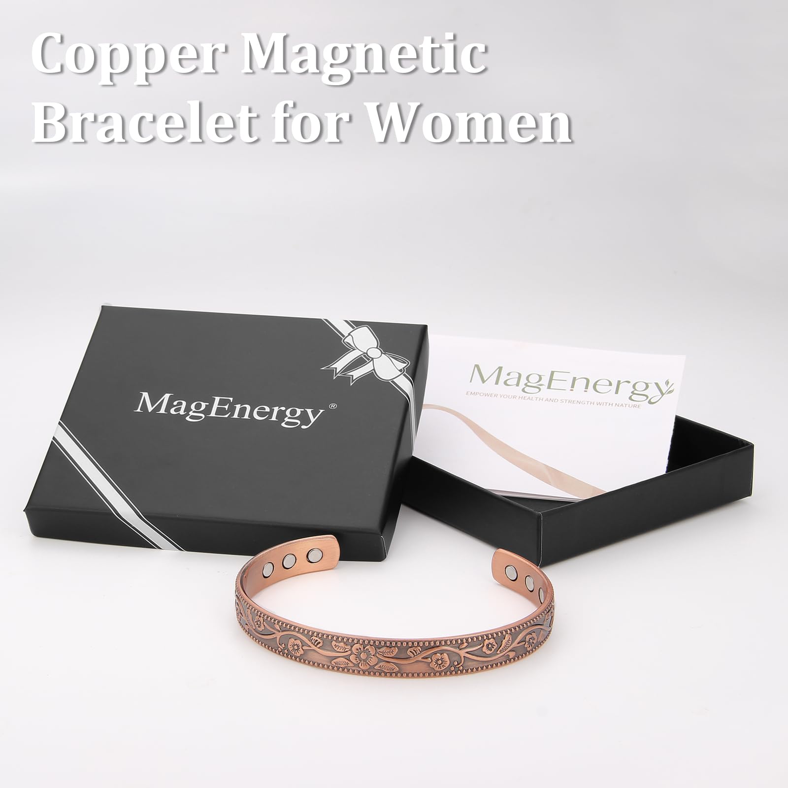 MagEnergy adjustable cuff fits various wrists with easy squeeze.