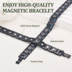 MagEnergy magnetic bracelet closeup magnets reveals 14 powerful neodymium magnets in action.