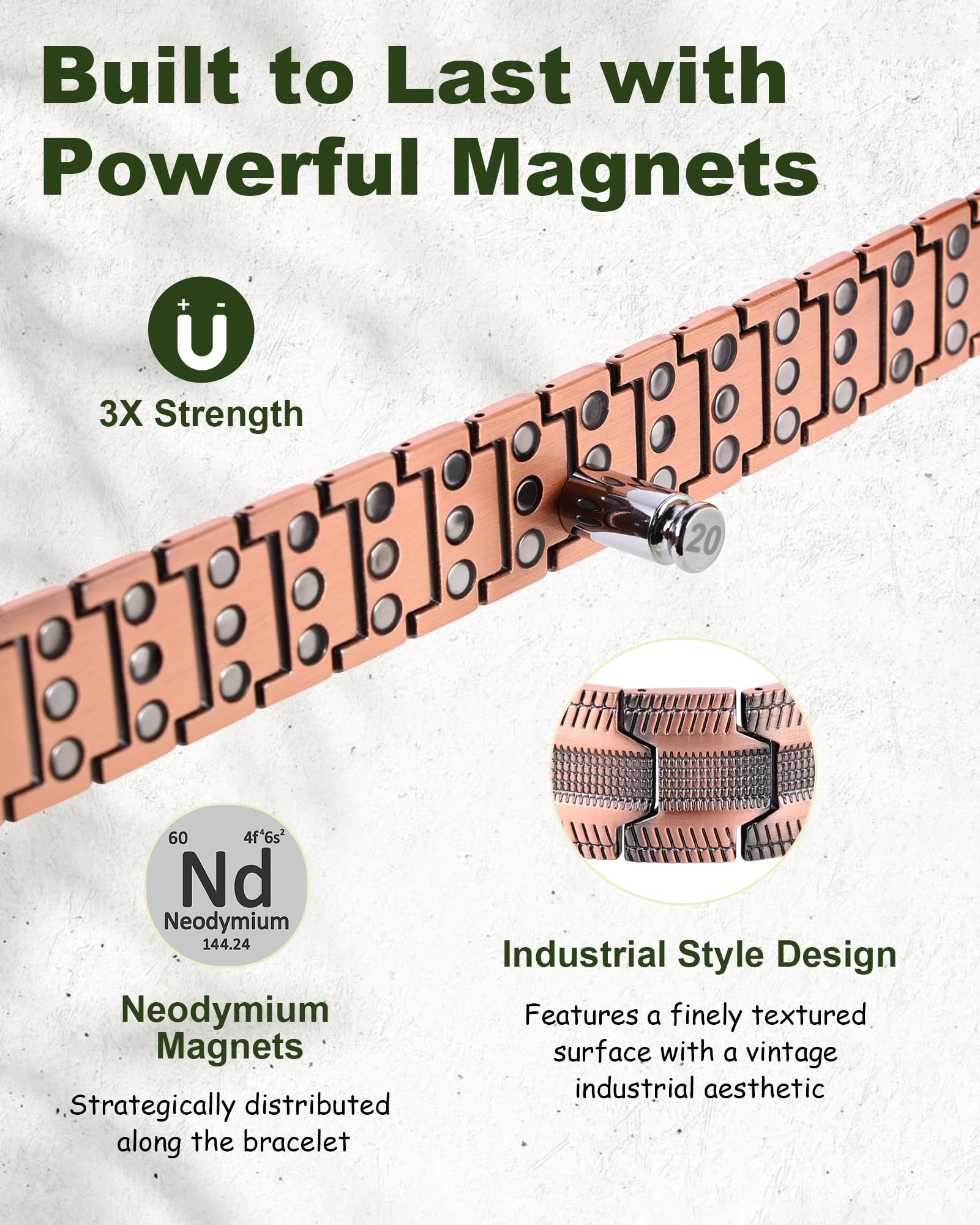 MagEnergy three-row magnets detail emphasizing robust magnet construction