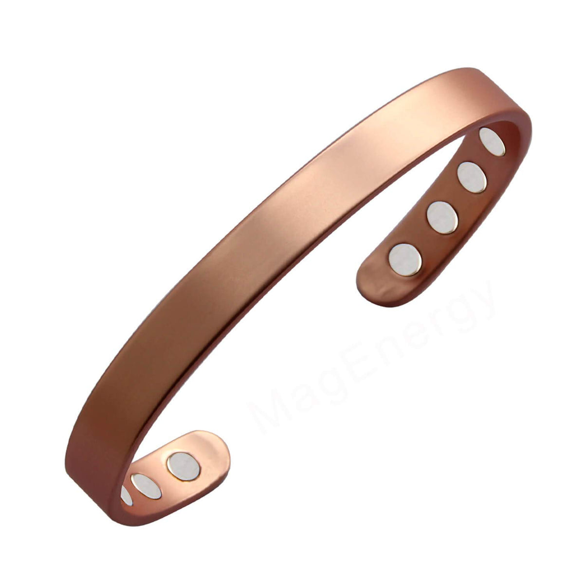 MagEnergy copper bracelet close-up with magnets showing magnetic strength