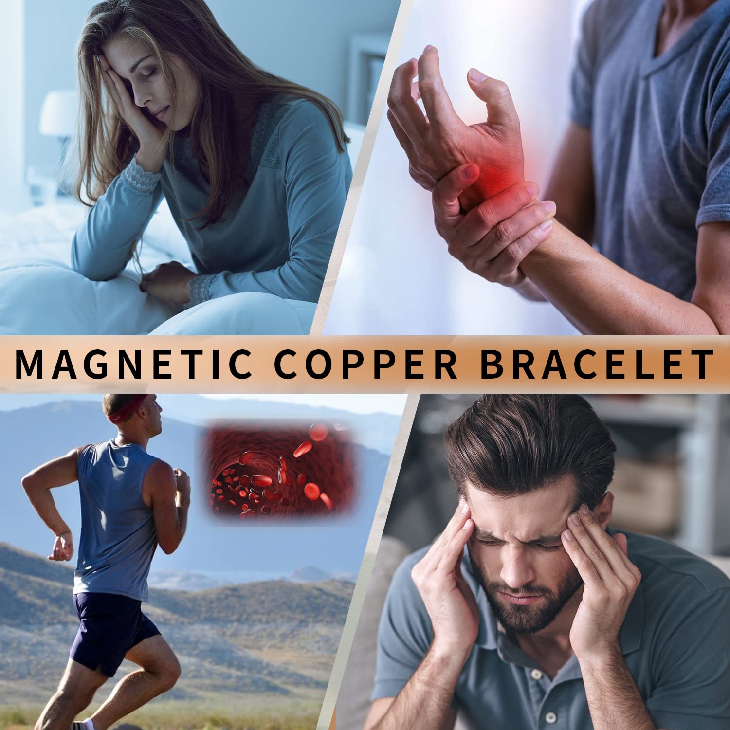 Close-up of MagEnergy copper bracelet texture and scratch-resistant surface
