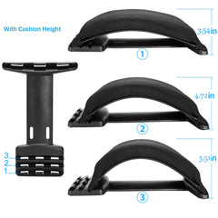 Magic Back Support three-level height adjustment for customizable lumbar support.