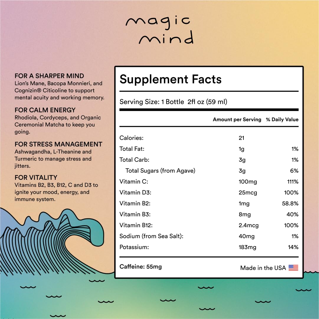 Magic Mind B12 C boost - vitamin labels indicate energy and immune support.