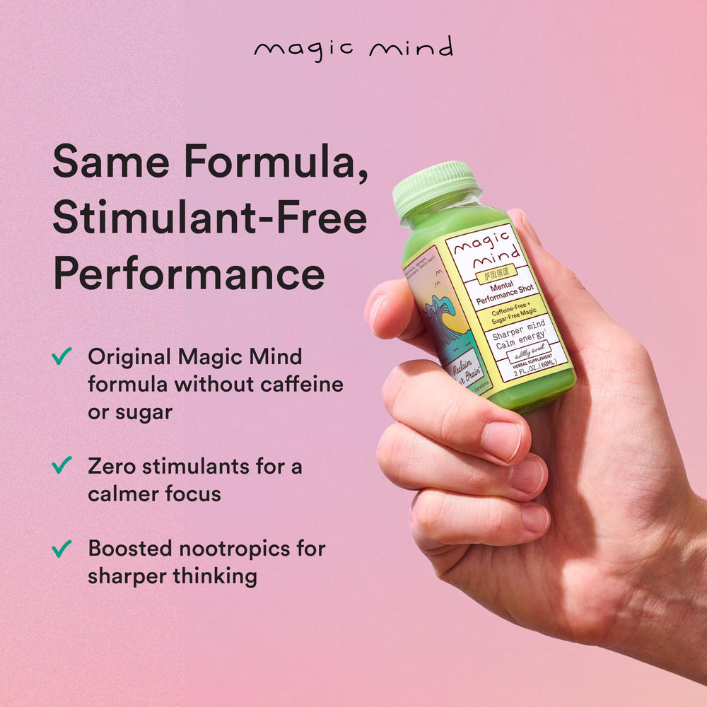 Magic Mind bottle on desk suggests a proactive start to your day.