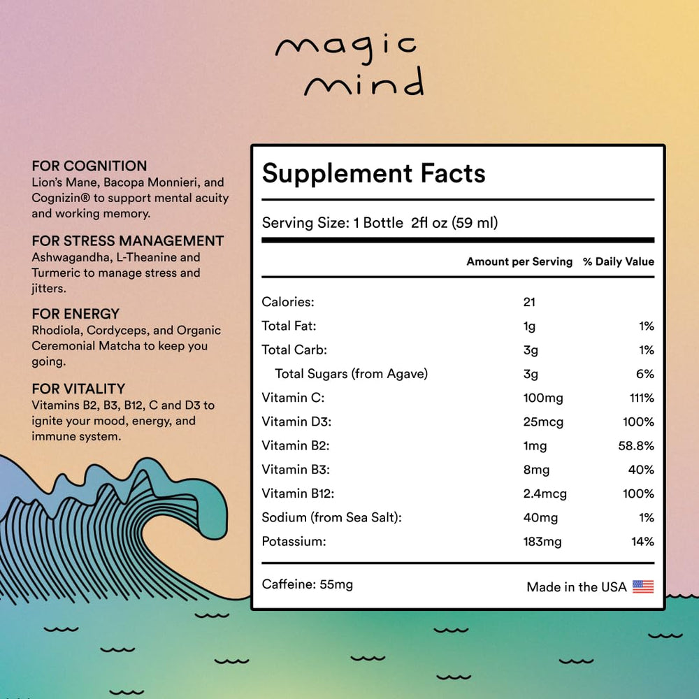 Magic Mind Energy Shot pour capture smooth, quick intake for steady brain fuel.