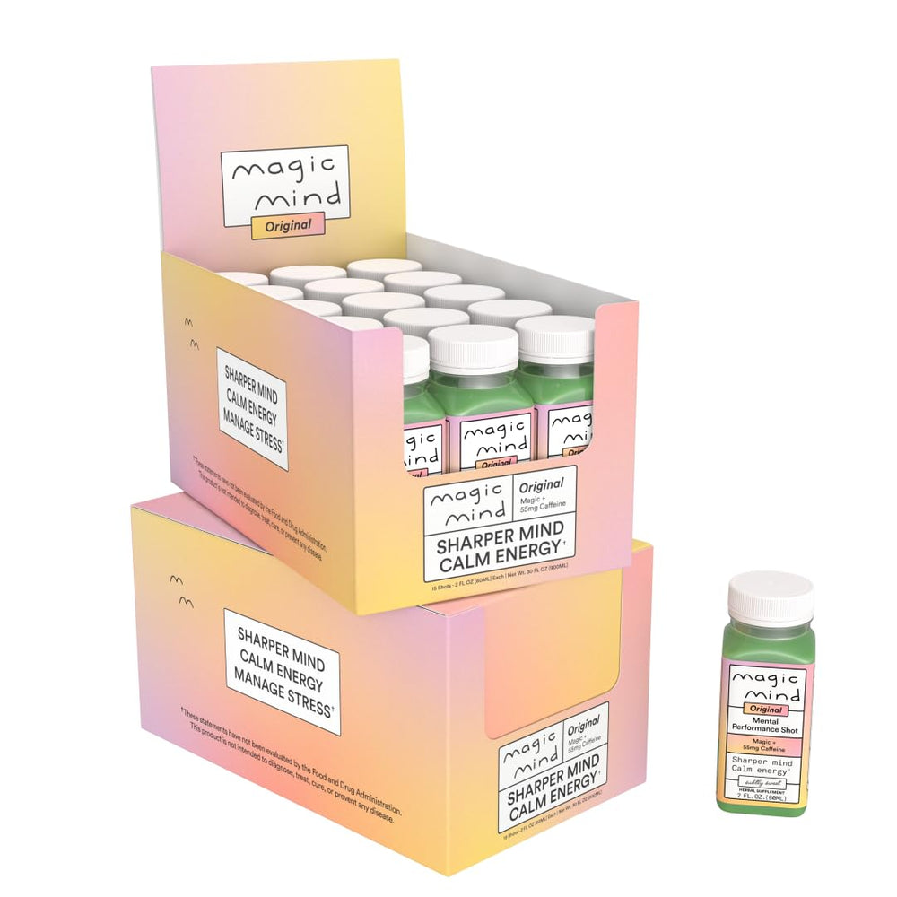Magic Mind focus energy shot bottle - crisp focus with smooth energy for busy mornings.