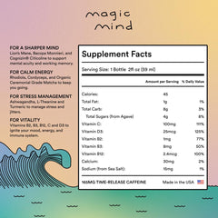 Magic Mind MAXX energy shot ingredients close-up highlight adaptogens and vitamins