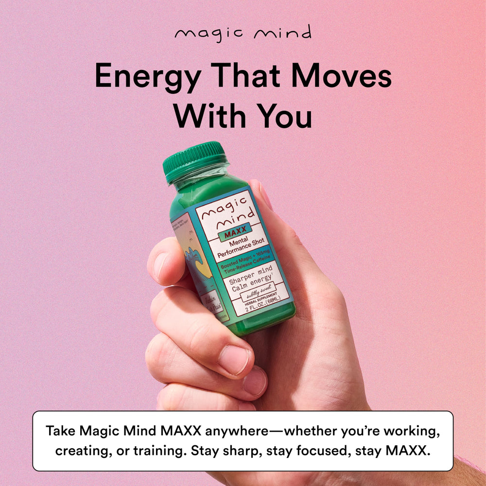 Magic Mind MAXX energy shot in kitchen ready for daily use