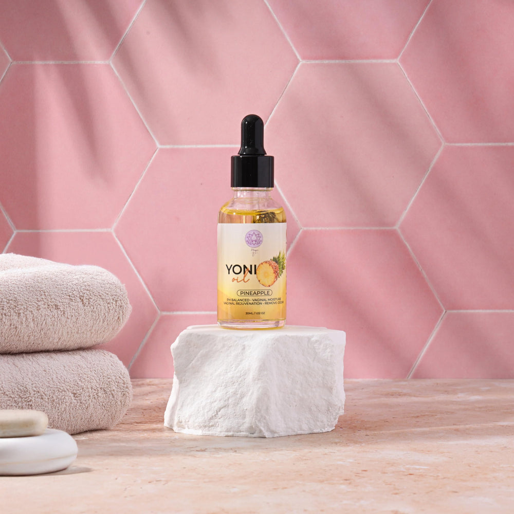 Applying Magic V Steam Yoni Oil to intimate skin after bathing for quick absorption
