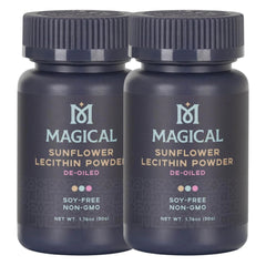 MAGICAL BUTTER sunflower lecithin powder bottles offer a convenient two-pack for steady emulsification.