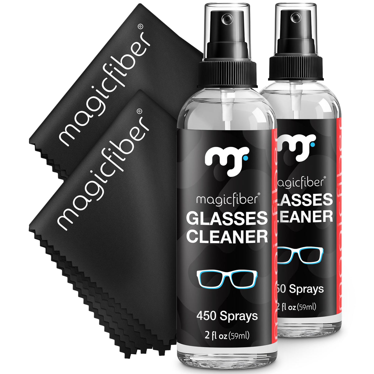 MagicFiber kit de limpieza para gafas con paños suaves y pulverizadores, limpieza sin rayas.