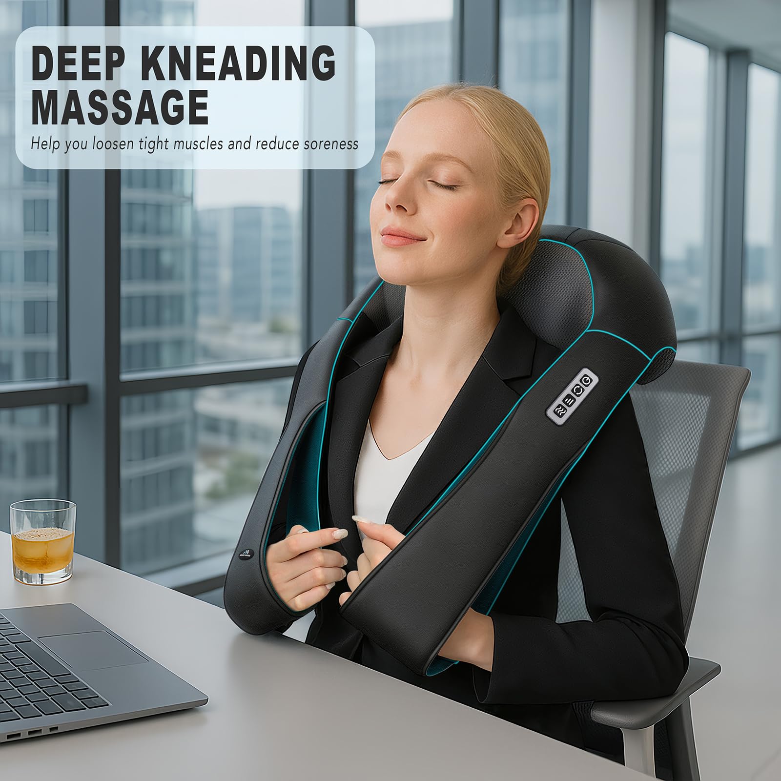 MagicMakers massager in ergonomic U design supporting neck and shoulders
