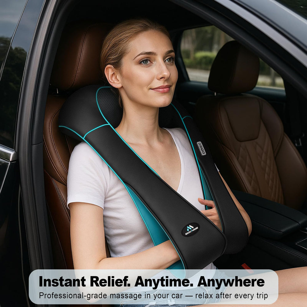 MagicMakers neck massager with three speed levels for customizable pressure