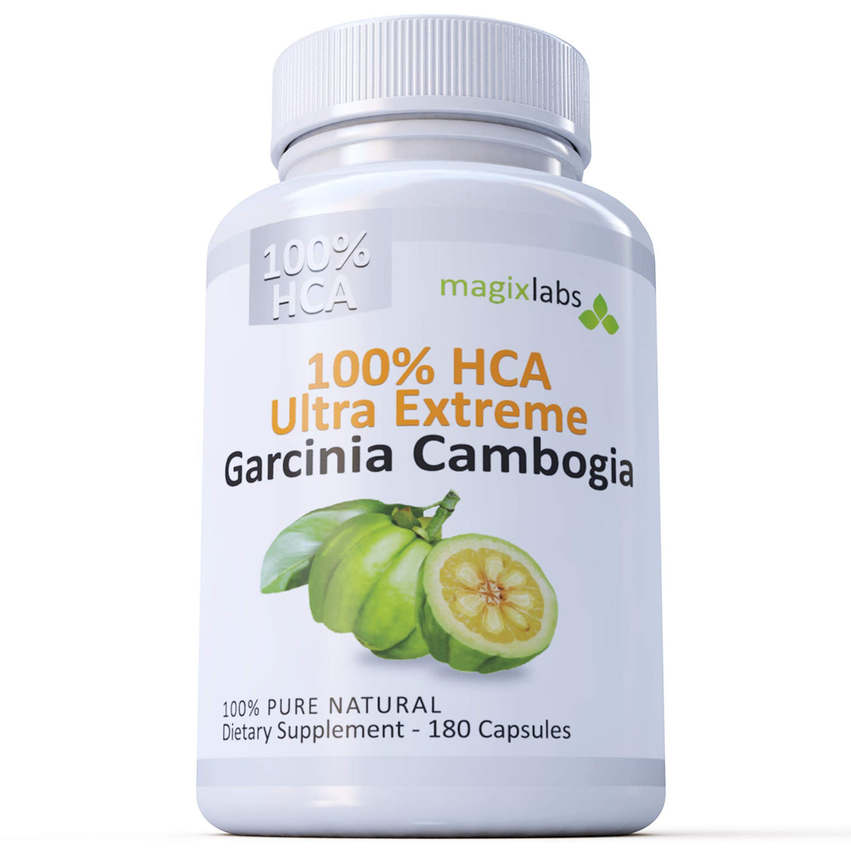 MagixLabs 100% HCA Ultra Extreme bottle highlights premium Garcinia Cambogia extract for daily use.