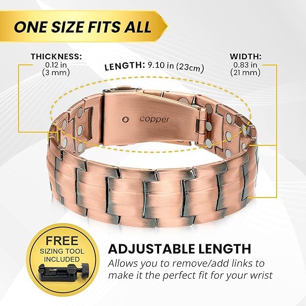 MagnetRX 3X Strength Copper Bracelet fold-over clasp for secure wear.