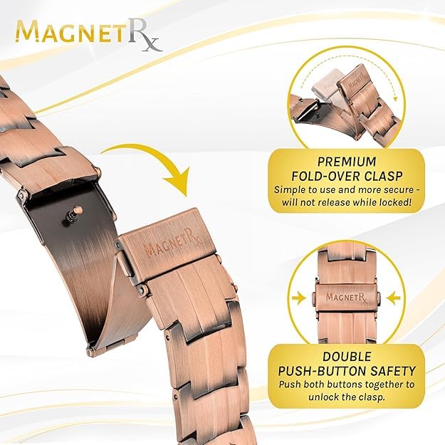 MagnetRX 3X Strength Copper Bracelet sizing tool in use demonstrates easy fit.