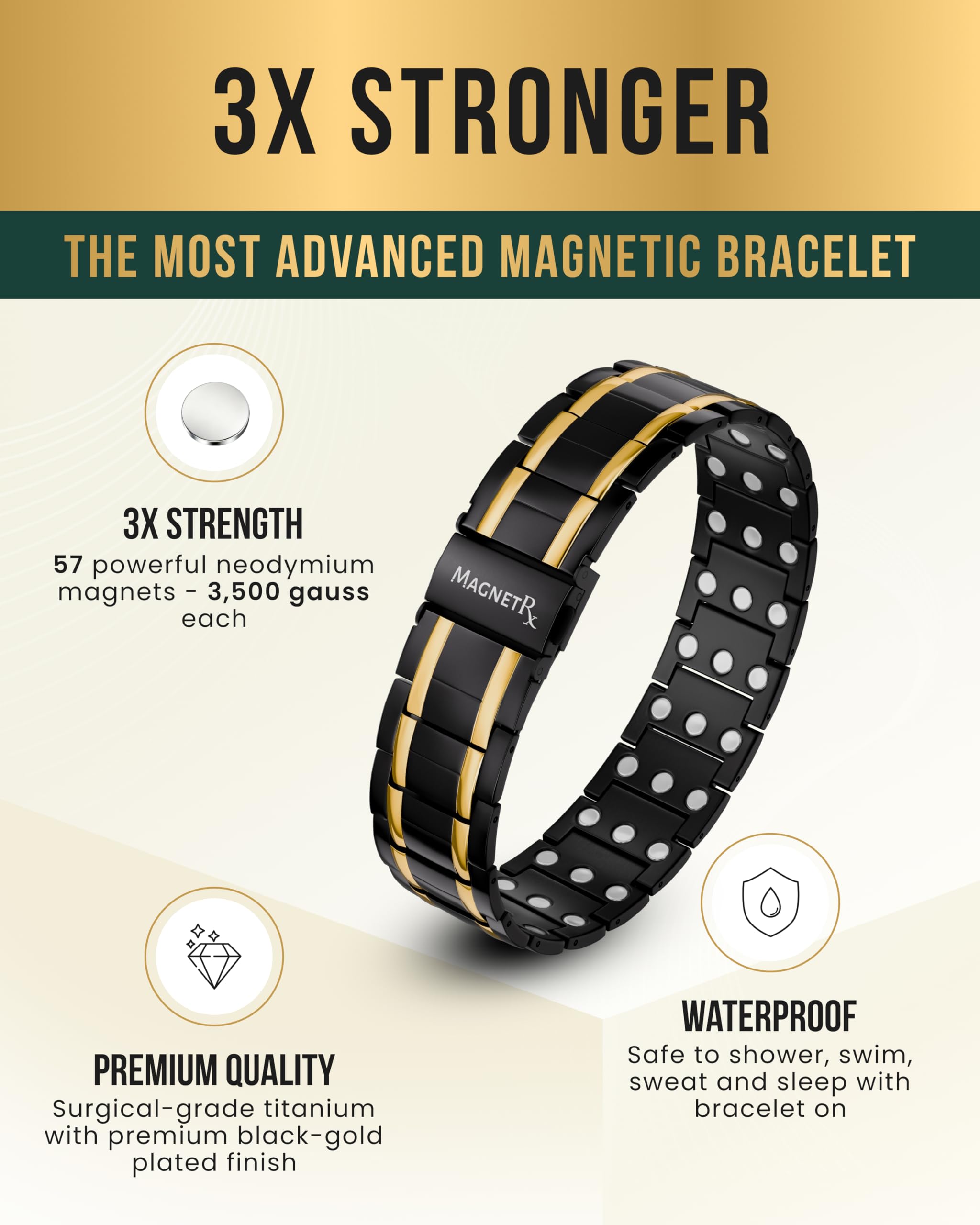 MagnetRX 3X Strength Titanium Magnetic Bracelet in gift-ready box