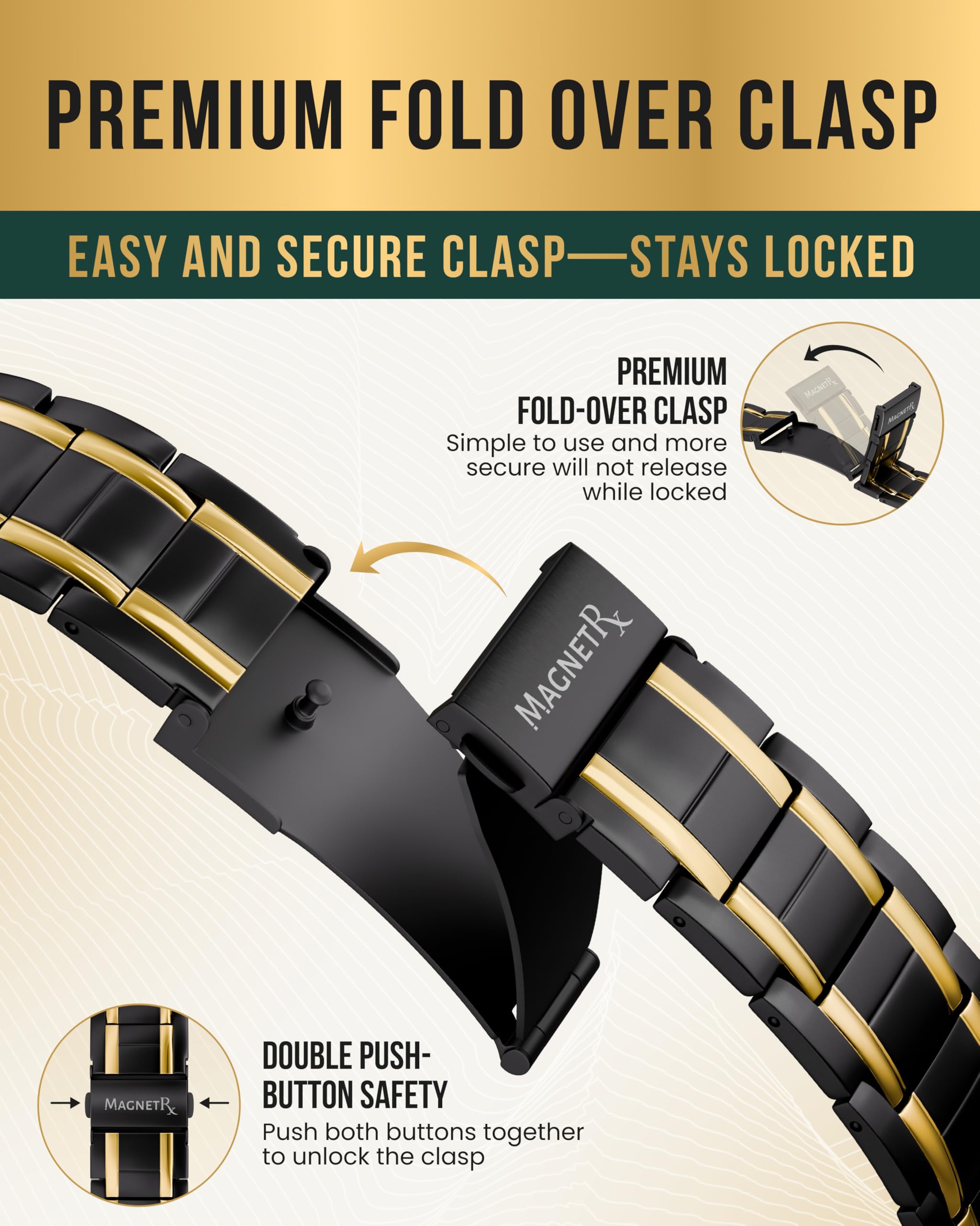 MagnetRX bracelet side profile highlighting slim, comfortable fit