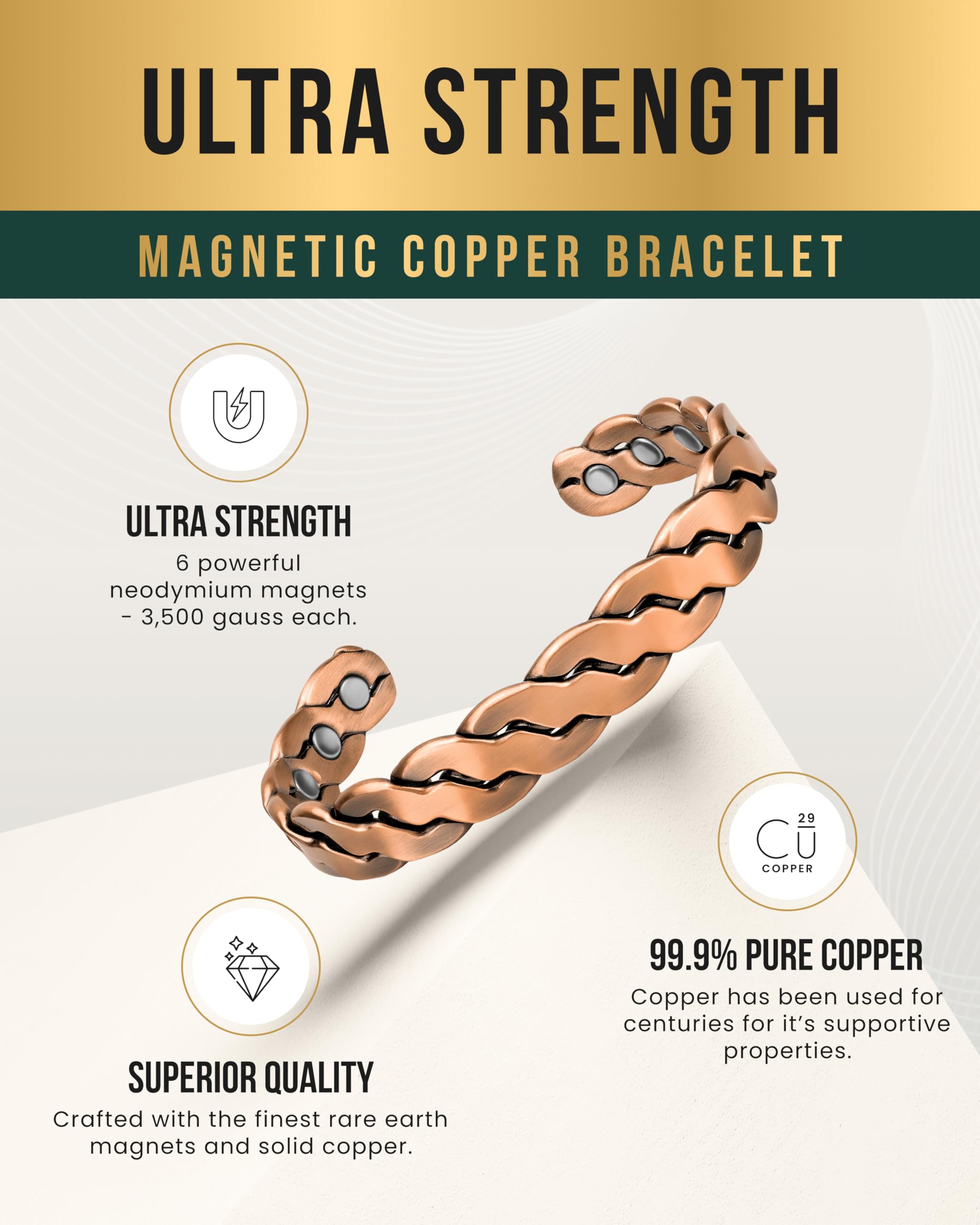 MagnetRX antique finish copper detail highlights genuine patina over time