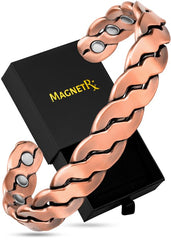 MagnetRX copper magnetic bracelet close-up showing six magnets for potential comfort support
