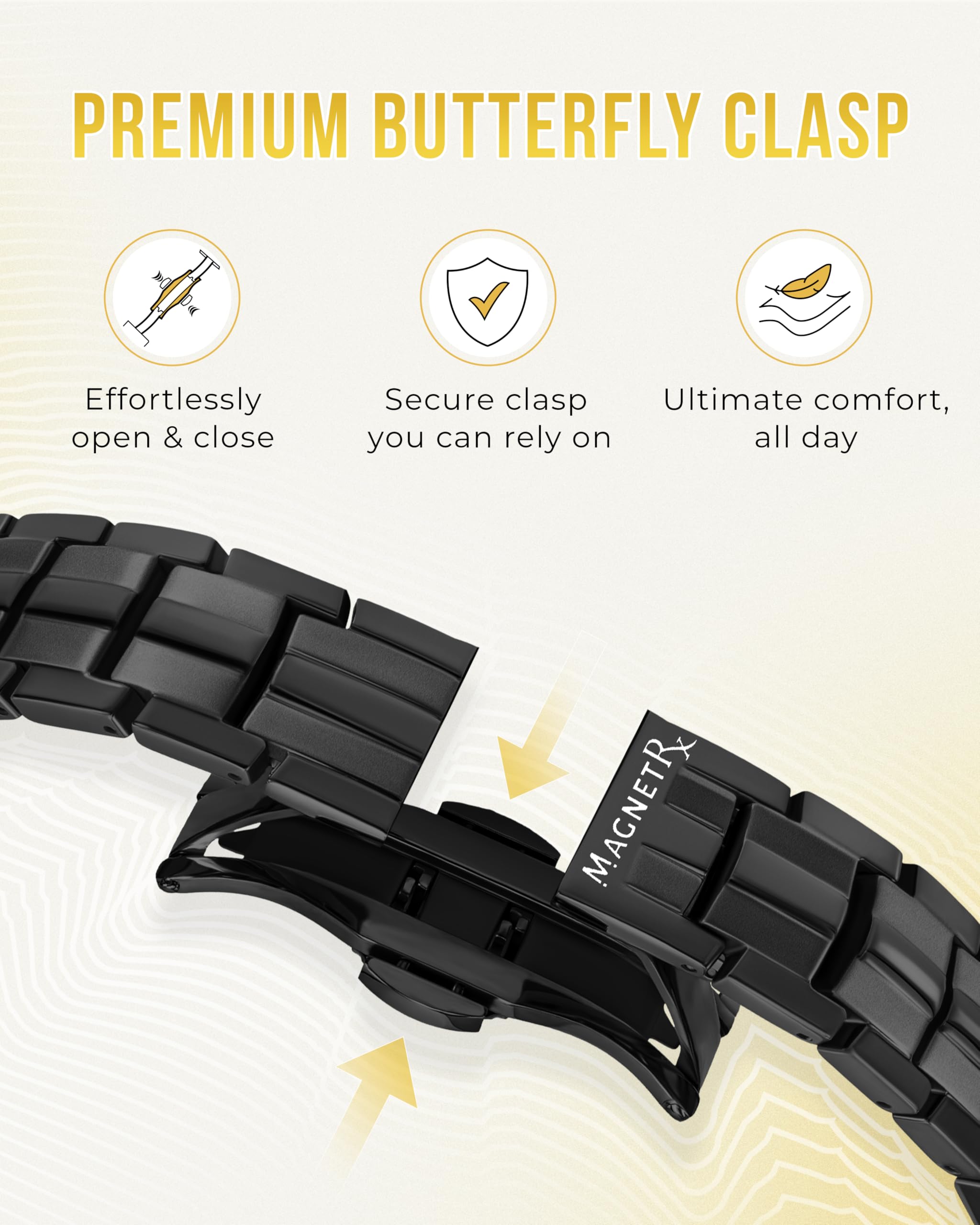EllipseMAX butterfly clasp closeup demonstrates secure closure.