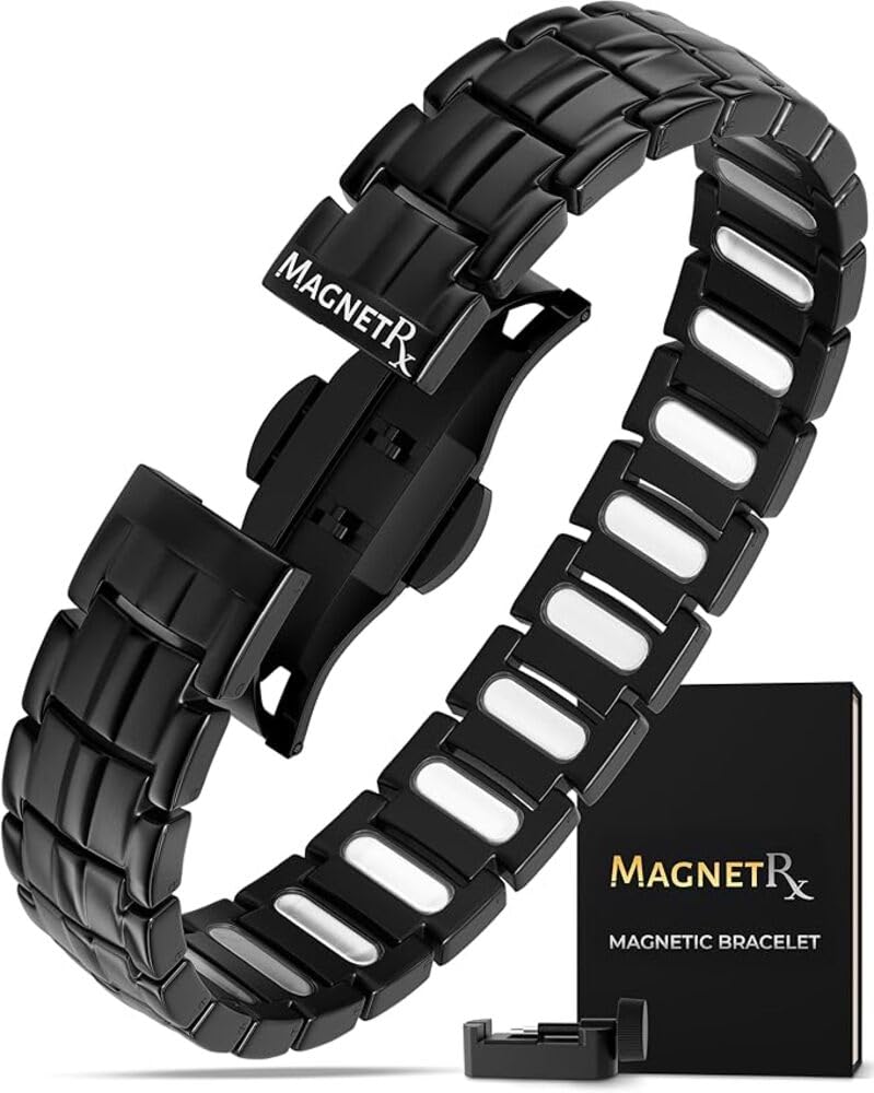 MagnetRX EllipseMAX bracelet front view for daily wear with bold titanium look.
