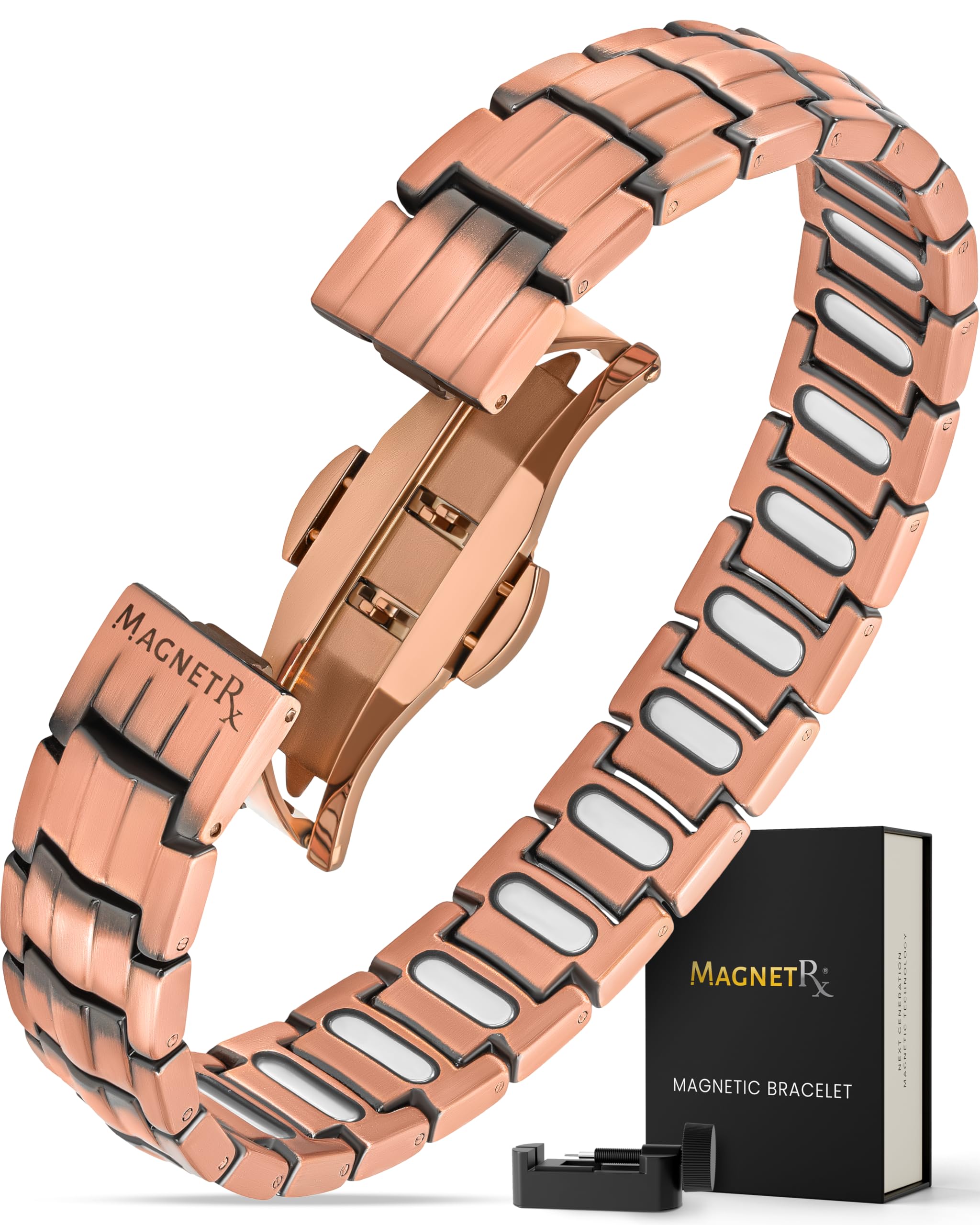 MagnetRX EllipseMAX bracelet with butterfly clasp for secure wear.