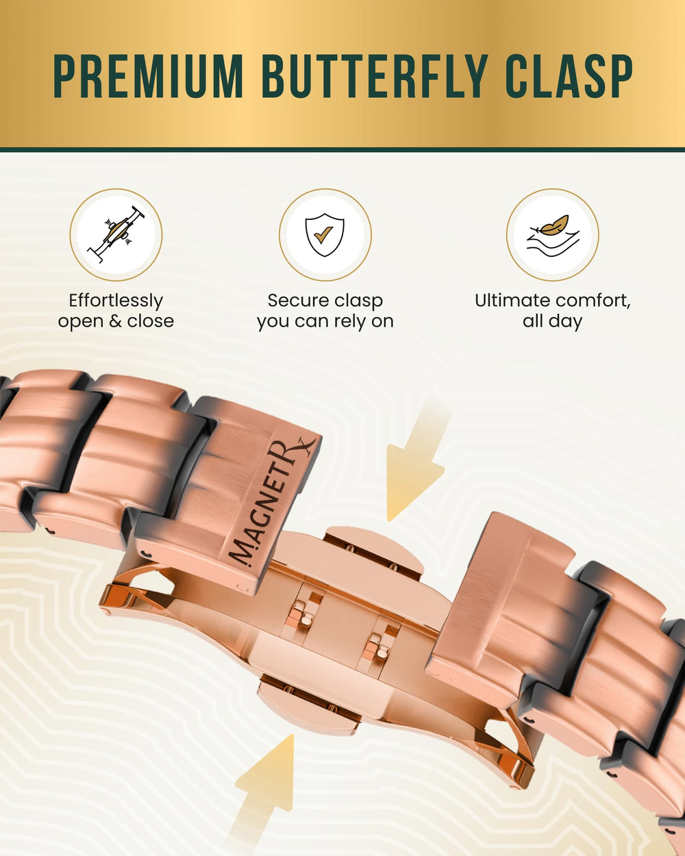 Sizing tool included with MagnetRX EllipseMAX copper bracelet for easy adjustment.