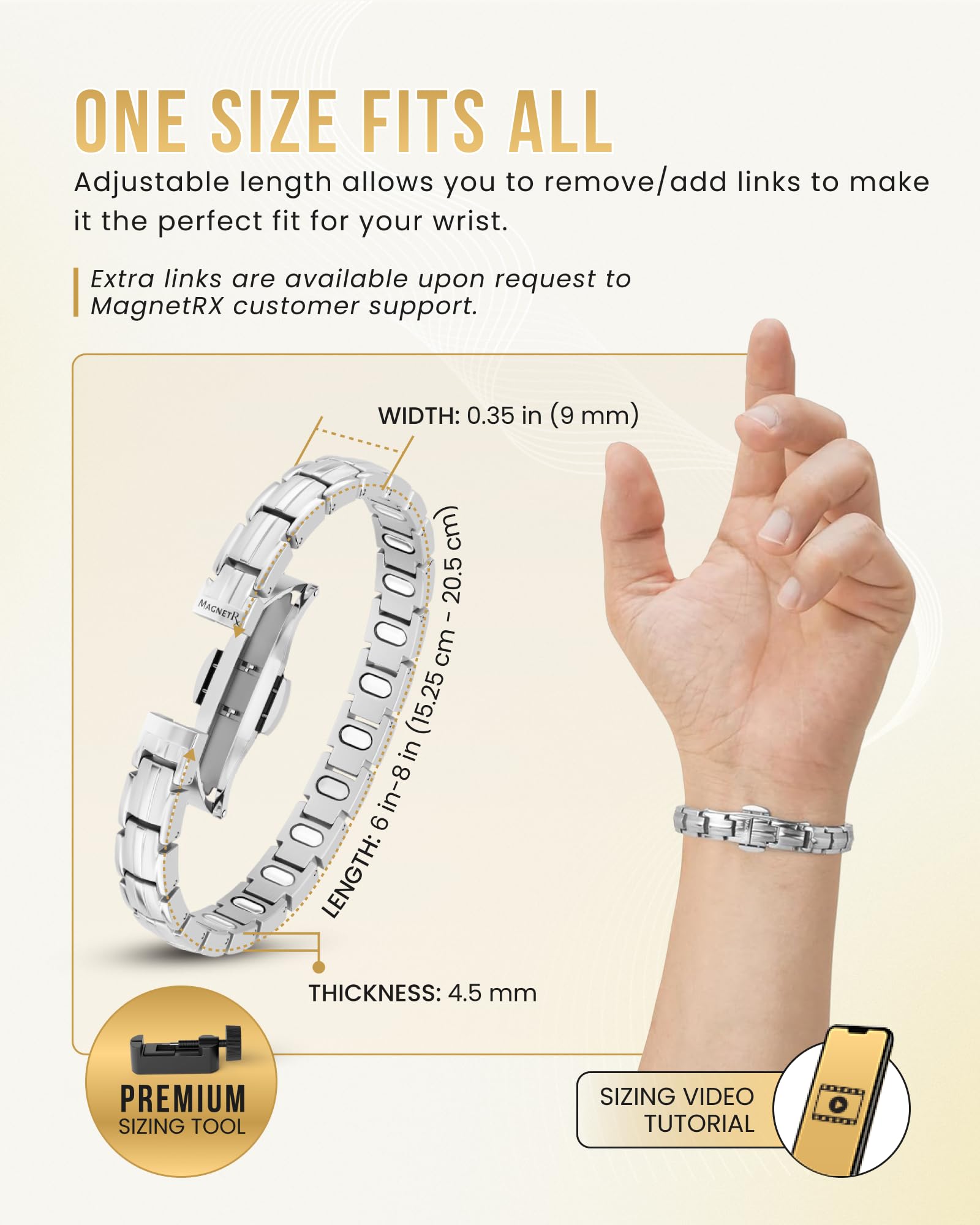 MagnetRX EllipseMAX wrist close-up showing sleek, water-resistant design.