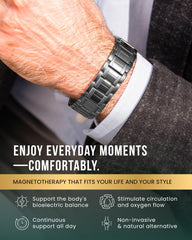 MagnetRX fold-over clasp on a men's bracelet for easy on/off and secure wear