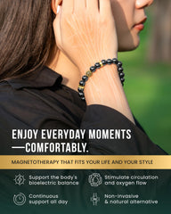 MagnetRX Gold Zeus bracelet worn on wrist showing comfortable adjustable fit